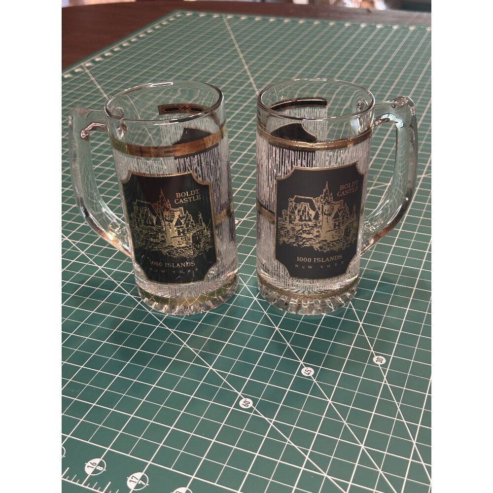 Boldt Castle 1000 Islands New York Souvenir Beer Mugs Set Of 2